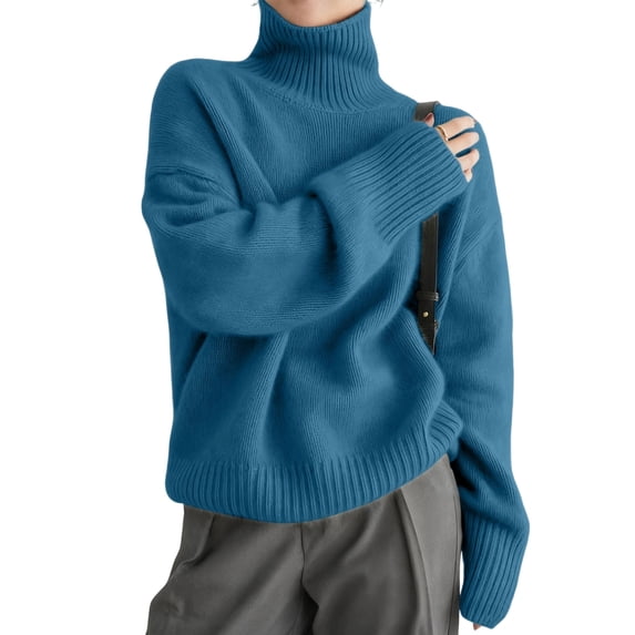 Misright Women's Turtleneck Sweater, Long Sleeve Knit Pullover with Soft Warm Design for Winter