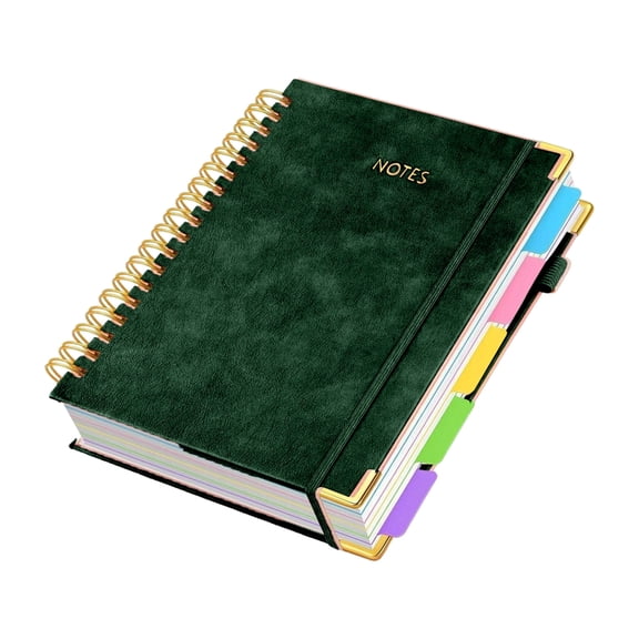 Misright Twin Coil Binding PU Leather Notebook 300 Pages Lined Portable