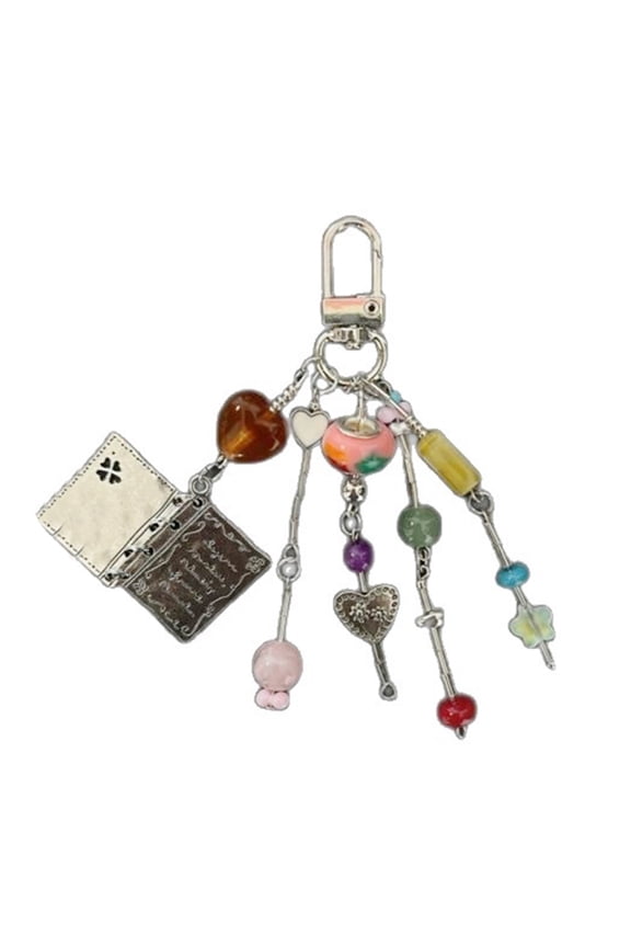 Unique Page Turning Keyring Beaded Charm Lightweight Accessory For Journals