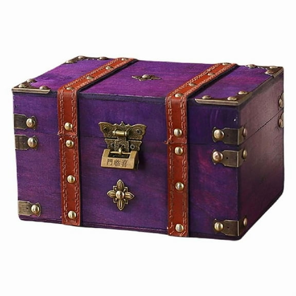 Misright Vintage Style Wooden Box Lockable Design Container For Personal Treasure