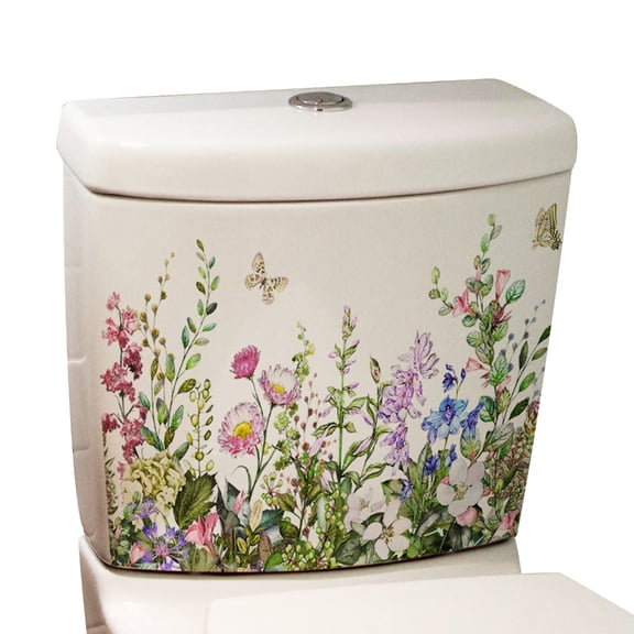 Misright Waterproof Bathroom Toilet Tank Sticker Flower Butterfly Home Wall Stickers