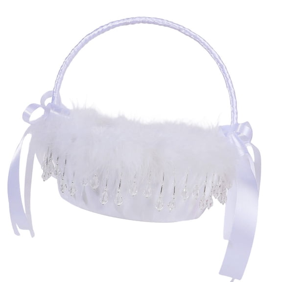 Misright White Crystal Fringe Bridal Party Basket For Wedding Celebrations And Formal Event