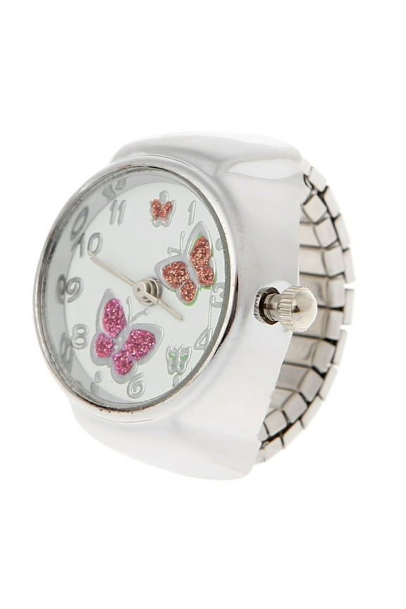 Women Dial Quartz Analog Finger Ring Watch for Butterfly Elastic Gift for Creati