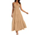 thumbnail image 1 of Misright Women's backless dress, V-neck long dress, A-line high-waisted dress, 1 of 10