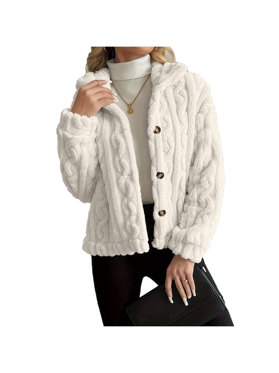 Women's long-sleeved comfortable and warm wool bed Coat with zipper stand collar, plus size