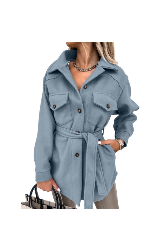 Women's shirt collar single-breasted long winter casual coat