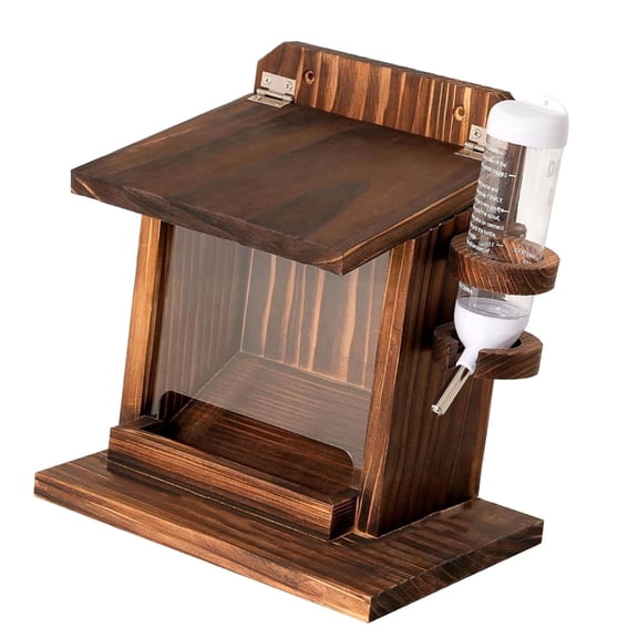 Misright Wooden Squirrels Feeders And Transparents Window For Outdoor Garden