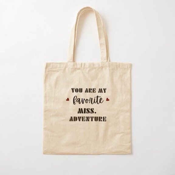 Miss Adventure, Favorite Fun People (Black Print) Canvas Tote Bags, Reusable Shopping Bag