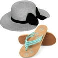 thumbnail image 1 of Miss Anderson Women's Floppy Straw Sun Hat and Foam Flip Flop Sandals Set US Women's Shoe Sizes 7-10, 1 of 5