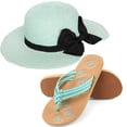 thumbnail image 1 of Miss Anderson Women's Floppy Straw Sun Hat and Foam Flip Flop Sandals Set US Women's Shoe Sizes 7-10, 1 of 5