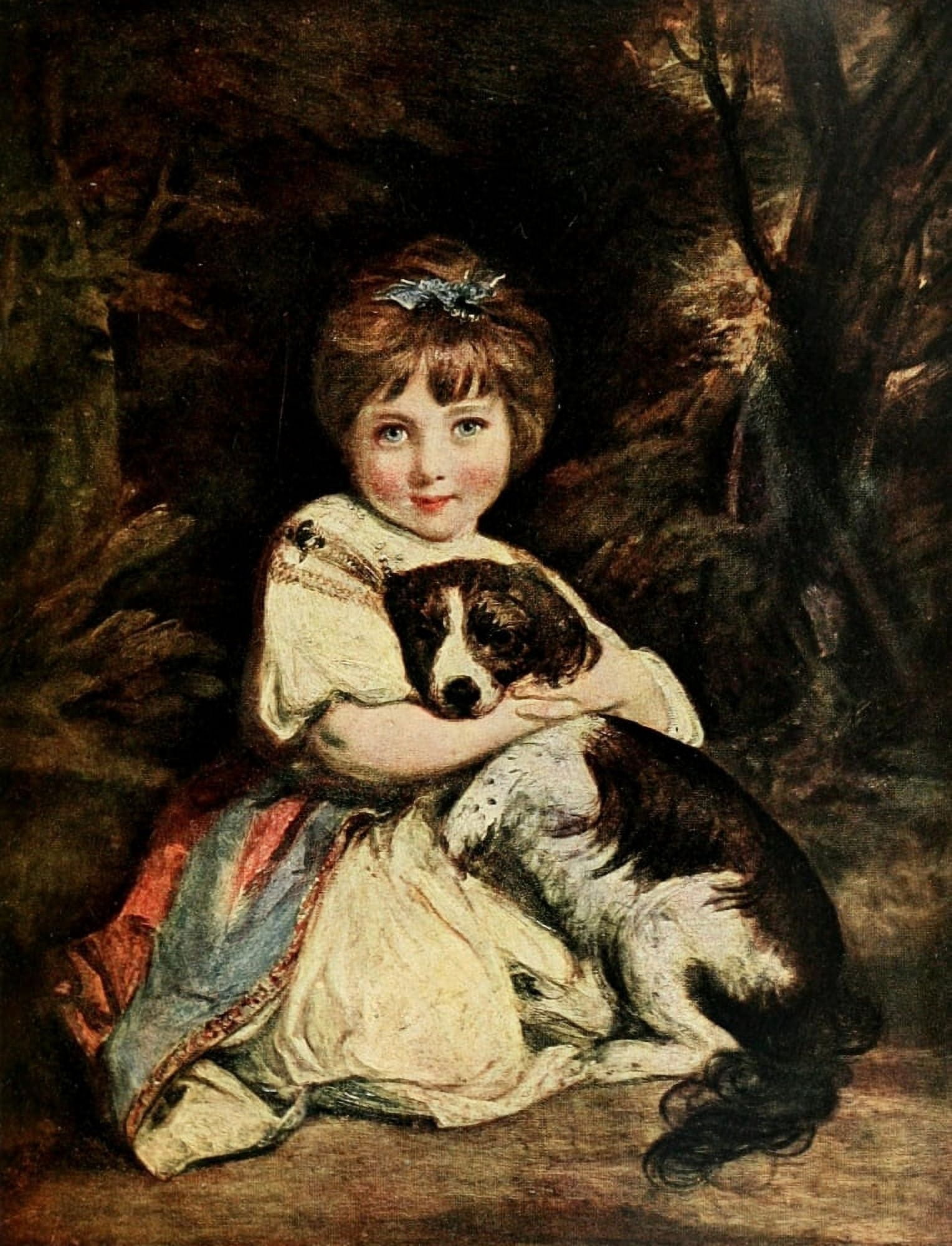 Miss Bowles & her Dog 1775 (Reynolds 1913) Canvas Art - Joshua Reynolds (24 x 36)