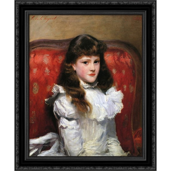Miss Cara Burch 20x22 Black Ornate Wood Framed Canvas Art by Sargent, John Singer