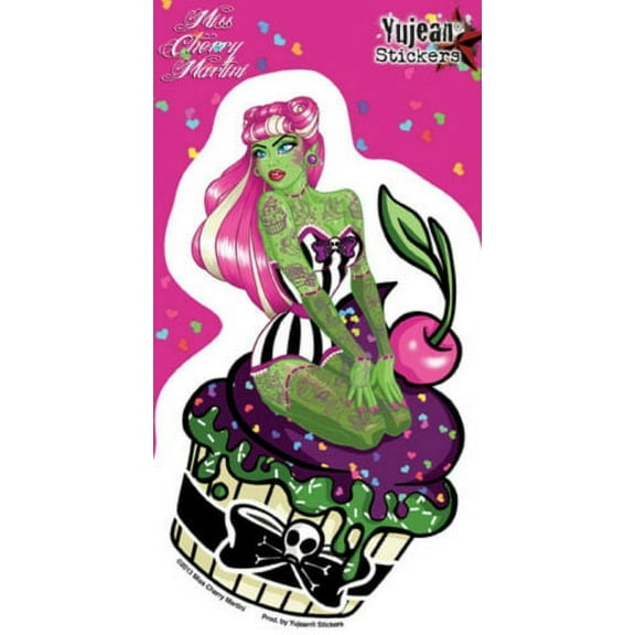 Miss Cherry Martini - Cupcake Zombie Pin Up Girl - Sticker / Decal