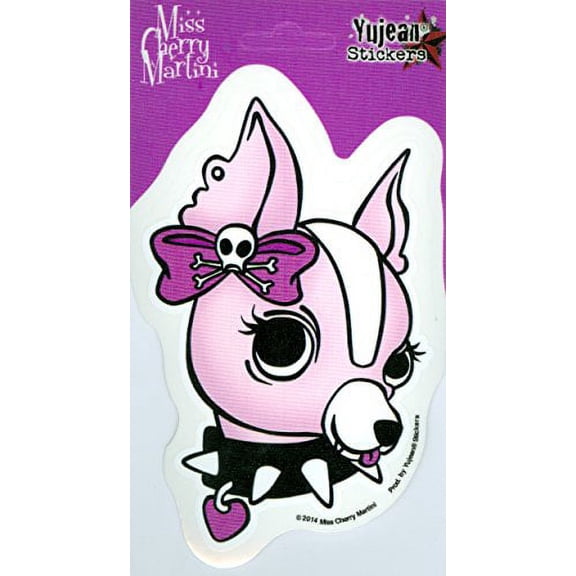 Miss Cherry Martini Girl Chihuahua Sticker- 6" x 3" - Long Lasting Sticker DECAL