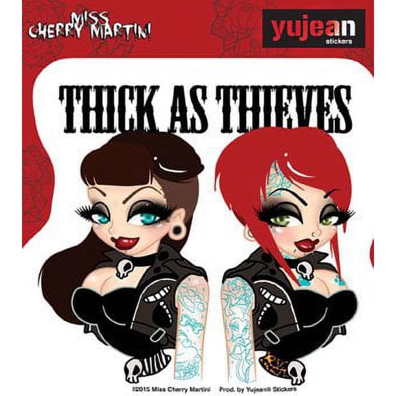 Miss Cherry Martini - THICK AS THIEVES - 4" x 4.25" - Extra Long Lasting, In/Outdoor, Weather/UV Resistant, Clear Back,