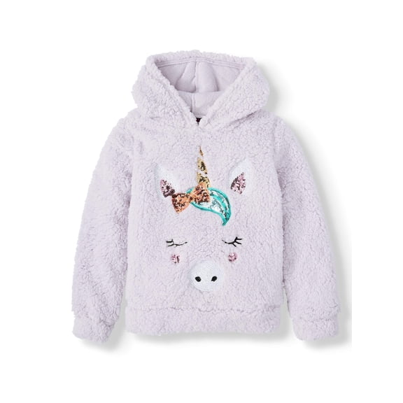 Miss Chievous Girls 4-16 Sequin Critter Plush Sherpa Pullover Hoodie