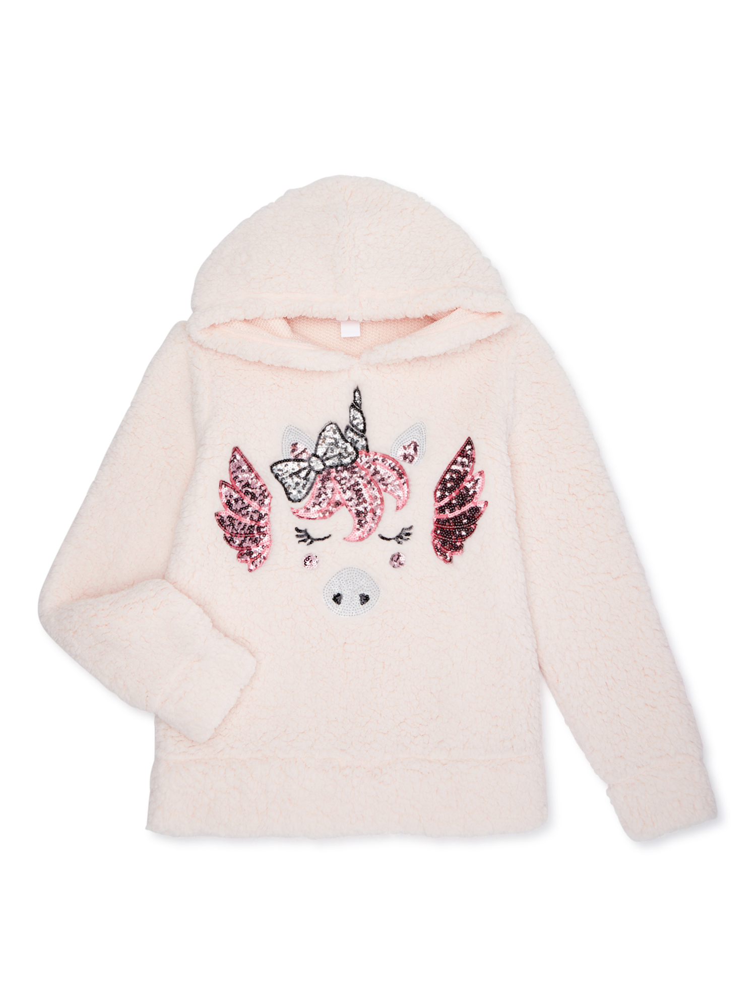 Miss Chievous Girls 4-16 Sequin Critter Plush Sherpa Pullover Hoodie - image 1 of 3