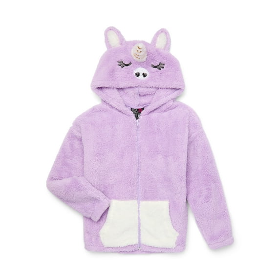 Miss Chievous Girls Faux Fur Critter Zip Up Hoodie, Sizes 4-16