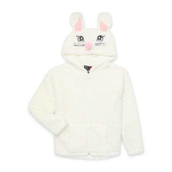 Miss Chievous Girls Faux Fur Critter Zip Up Hoodie, Sizes 4-16