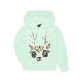 thumbnail image 1 of Miss Chievous Girls Sequin Christmas Plush Faux Shearling Hoodie, Sizes 4-16, 1 of 3