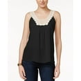 thumbnail image 1 of Miss Chievous Juniors' Crochet-Trim Tank Top Black L, 1 of 1