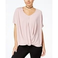 thumbnail image 1 of Miss Chievous Juniors Deep V Twisted Top Blushing Mauve M, 1 of 1