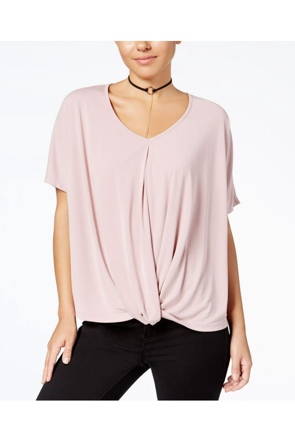 Juniors Deep V Twisted Top Blushing Mauve M