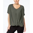thumbnail image 1 of Miss Chievous Juniors Deep V Twisted Top Dusty Olive L, 1 of 1