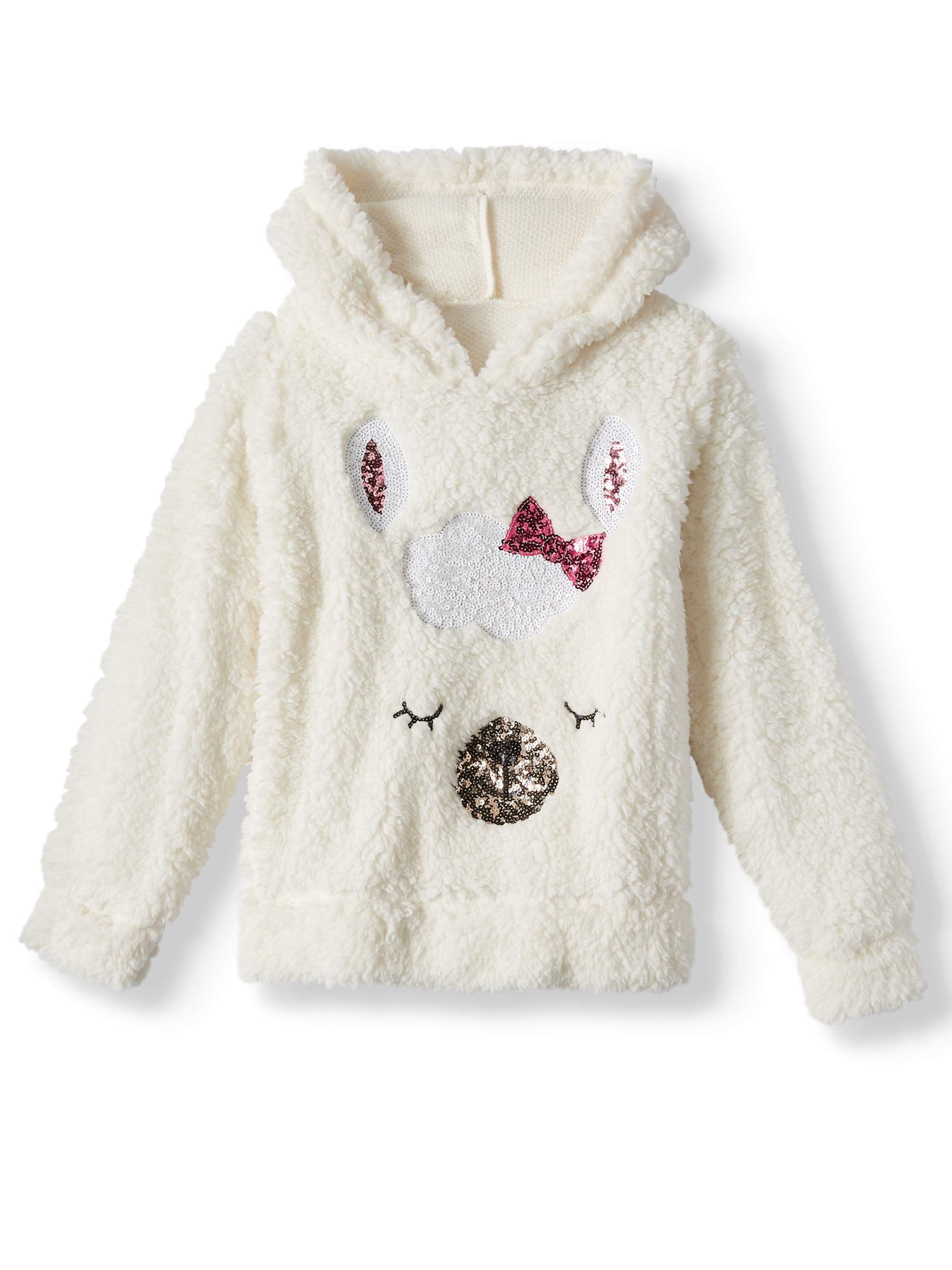 Miss Chievous Sequin Critter Plush Sherpa Hoodie Little Girls