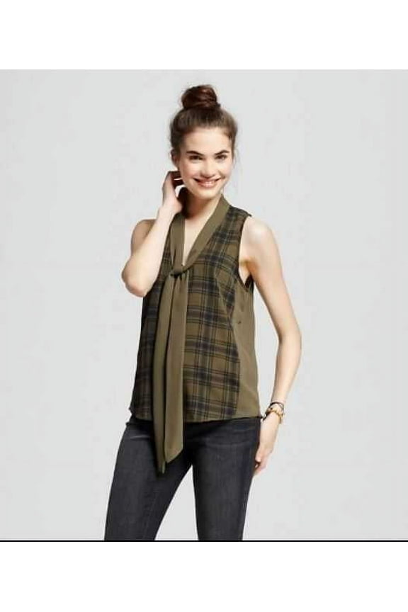 Womens Juniors Plaid Sheer Tank Top