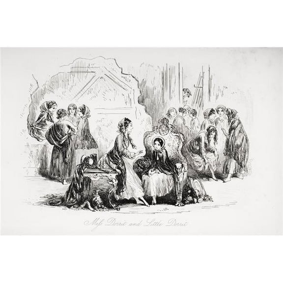 Miss Dorrit & Little Dorrit. Illustration From the Charles Dickens Novel Poster Print