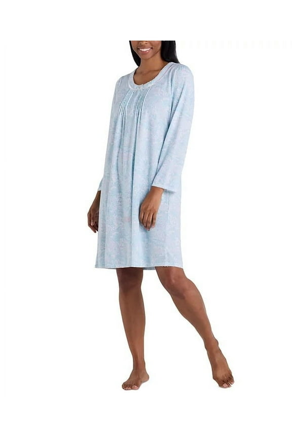 AQUA/PAISLEY Women's Lace-Trim Shirred Nightgown, US X-Large