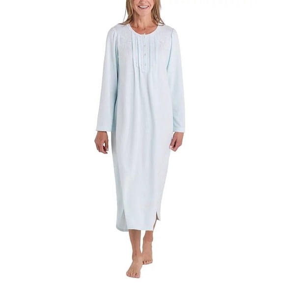Miss Elaine AQUA Women's Paisley-Print Lace-Trim Nightgown, US Medium