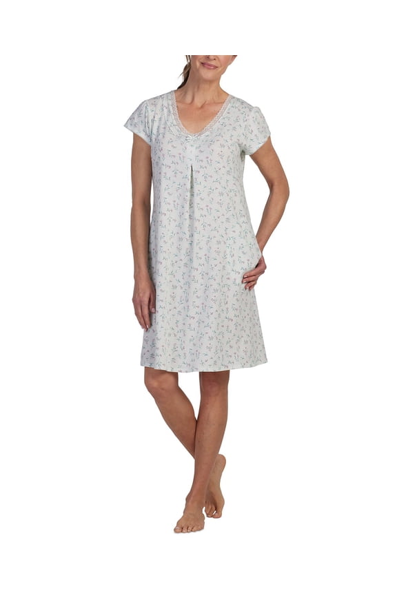 Women's Floral Lace-Trim Nightgown - Sprigs,Size X-Large