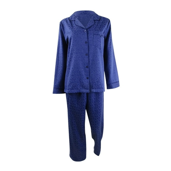 Miss Elaine Women's Jacquard Brushed Back Satin Pajama Set