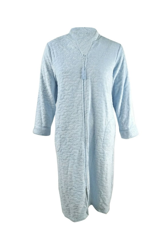 Women's Jacquard Cuddle Fleece Long Zipper Robe