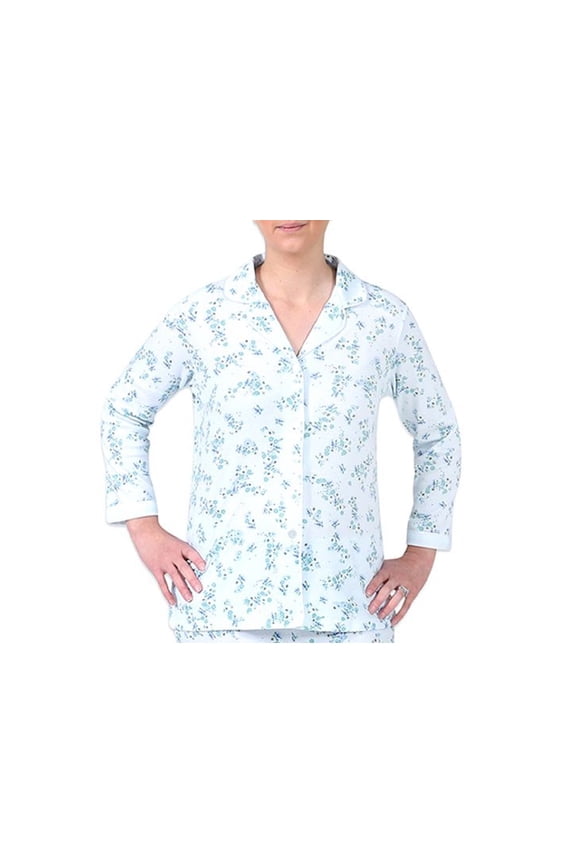 Womens Flower Printed Pajama Top Only,1-Piece, Small, Blue Neutral Sprays