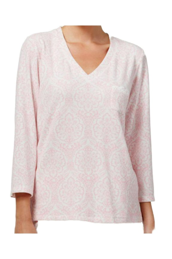 Womens Printed Brushed Waffle Knit Top