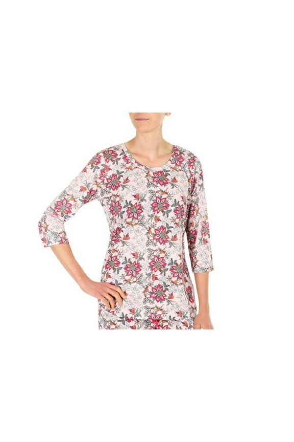 Womens Printed Pajama Top Only,1-Piece, Small, Pink Flor