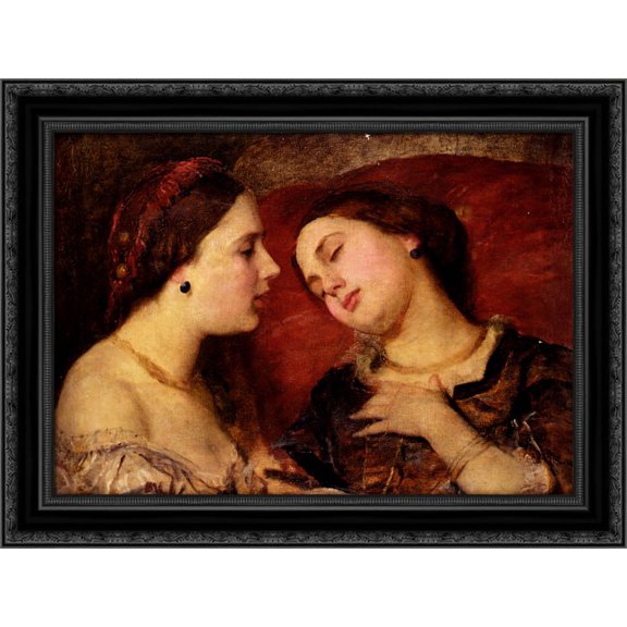 Miss Georgina Treherne 24x19 Black Ornate Wood Framed Canvas Art by Watts, George Frederick