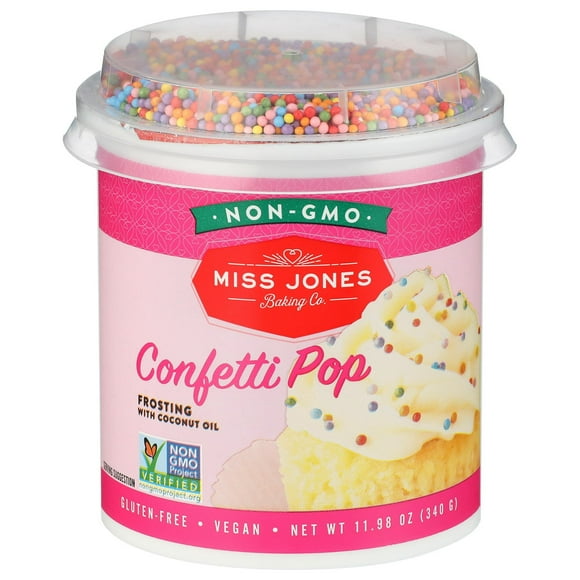 Miss Jones Baking 90% Organic Birthday Buttercream Frosting, Perfect for Icing and Decorating, Vegan-Friendly: Confetti Pop (Pack of 1)