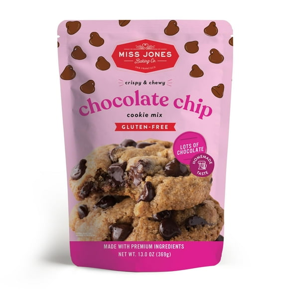 Miss Jones Baking Gluten-Free Chocolate Chip AIS1Cookie Mix - More Chocolate Chips, 50% Lower Sugar, Naturally Sweetened Desserts & Treats, 13 Ounce (Pack of 1)