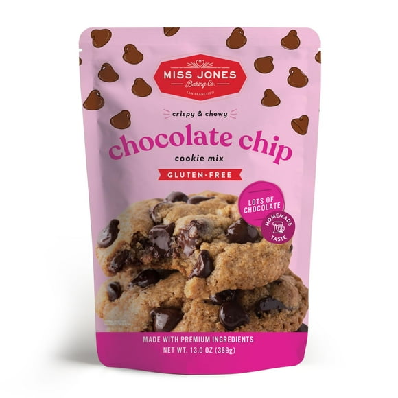 Miss Jones Baking Gluten-Free Chocolate Chip BSL1Cookie Mix - More Chocolate Chips, 50% Lower Sugar, Naturally Sweetened Desserts & Treats, 13 Ounce (Pack of 1)