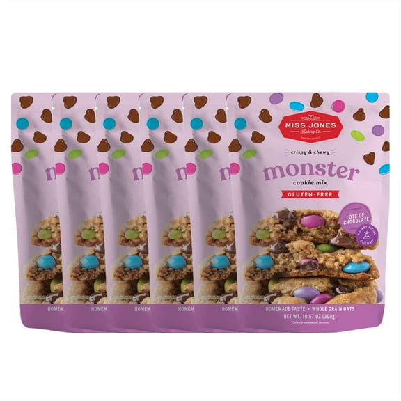 Miss Jones Baking Gluten-Free GGA1 Chocolate Chip Cookie Mix - More Chocolate Chips, 50% Lower Sugar, Naturally Sweetened Desserts & Treats (Pack of 6)