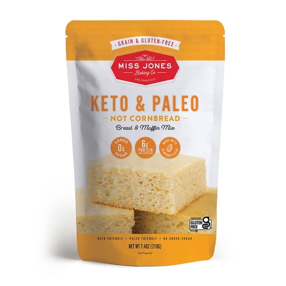 Miss Jones Baking Keto GGA1 Not Cornbread Muffin Mix - Gluten Free, Low Carb, No Sugar Added, Naturally Sweetened Desserts & Treats - Diabetic, Atkins, WW, and Paleo Friendly (Pack of 1)