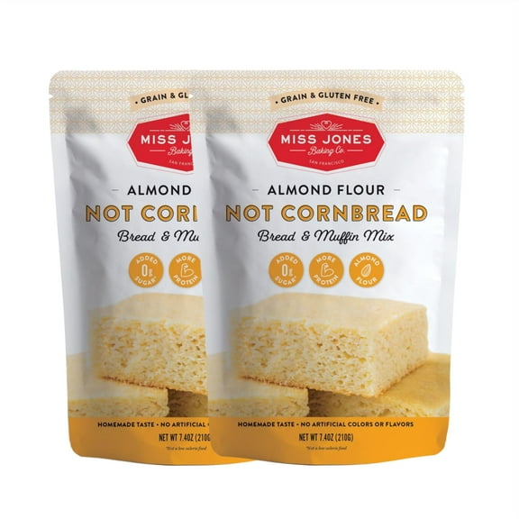 Miss Jones Baking Not OKA4Cornbread Muffin Mix - Almond Gluten Free, Low Carb, No Sugar Added, Naturally Sweetened Desserts & Treats - Keto, Diabetic, Atkins, WW, and Paleo Friendly (Pack of 2)