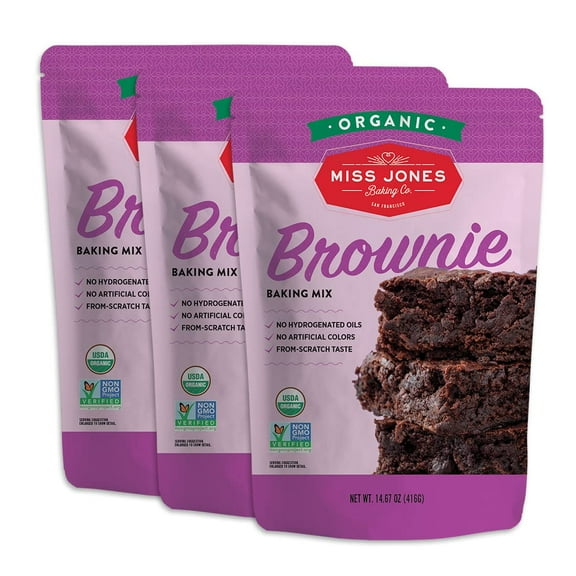 Miss Jones Baking Organic BDF32 Fudge Brownie Mix, Non-GMO, Vegan-Friendly: Rich Cocoa (Pack of 3)