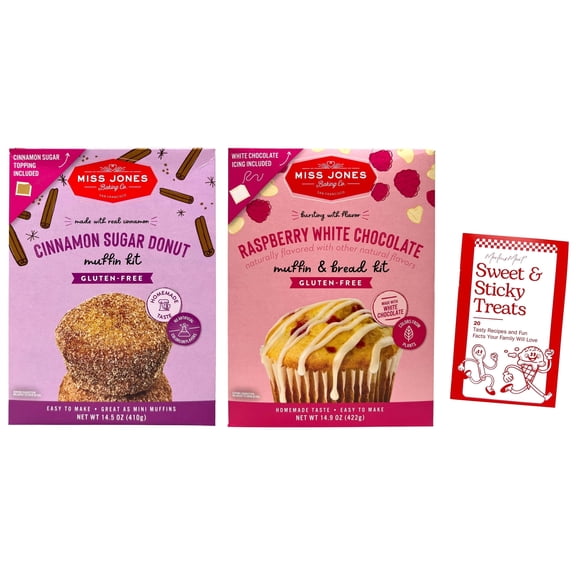 Muffin Mix, Gluten-Free - 2 Flavor: Raspberry White Chocolate, Cinnamon Sugar Donut - Miss Jones | MerlinsMart Zine