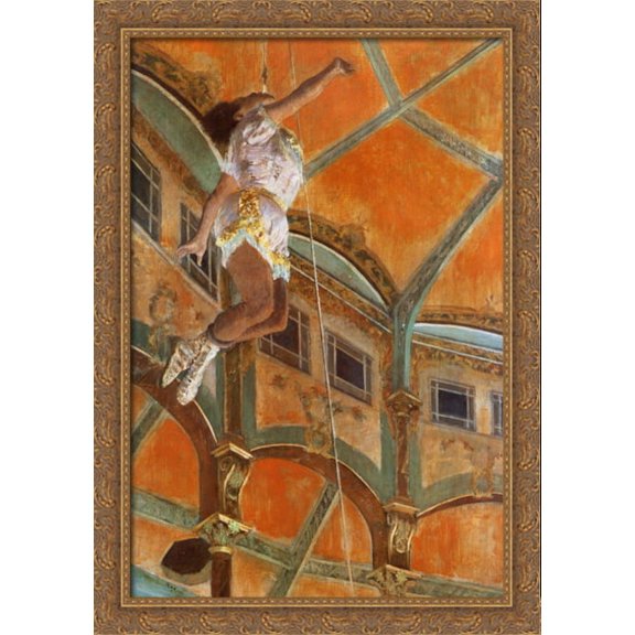 Miss La La at the Cirque Fernando 28x40 Large Gold Ornate Wood Framed Canvas Art by Edgar Degas