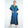 thumbnail image 1 of Miss Lavish London Women’s Long Kaftan Dress – Plus Size Maxi Caftan, Full-Length Beach Cover Up, Boho Resort Wear, Modest Summer Dress for Vacation & Lounge-Blue,2XL, 1 of 7